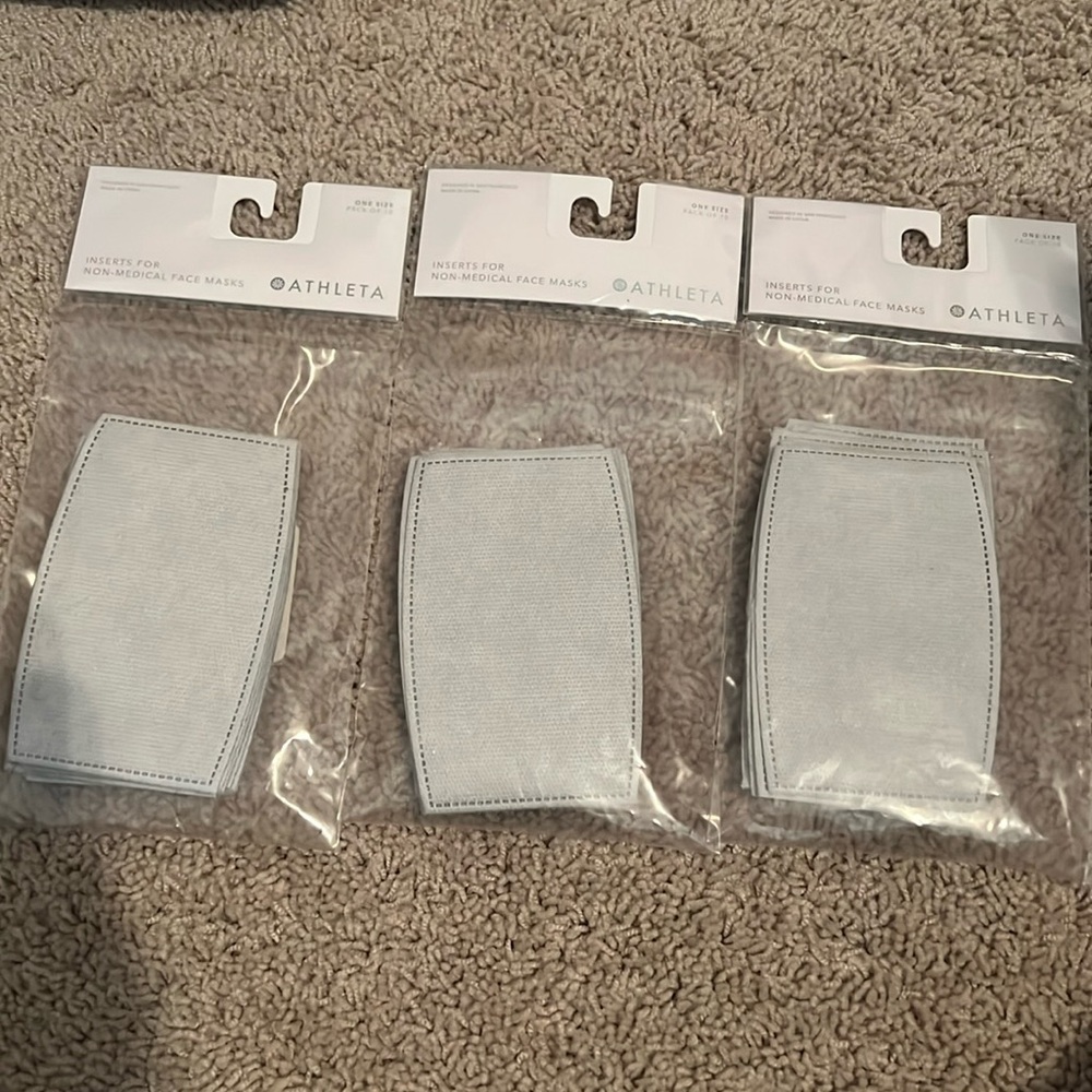 Athleta non-medical face mask inserts
New not opened. 
Set of 3 packs of 10